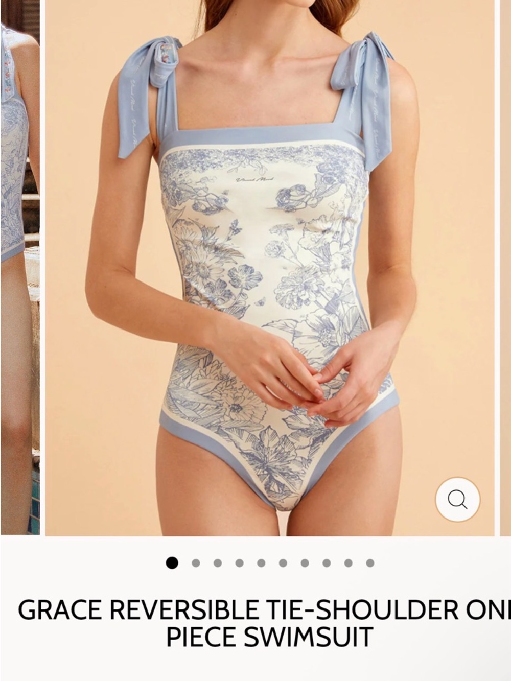 Two - Reversible Tie-Shoulder One-Piece Swimsuit in Light Blue & Pink - Picture 2 of 12
